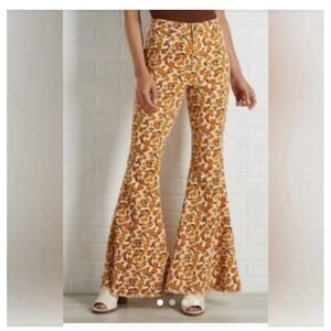 Versona Modern‎ floral flare corduroy pants size 2/ Small Y2K Hippie Boho